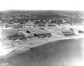 Aerial view of hangars at the Dinner Key Base during WWI - Miami, Florida.