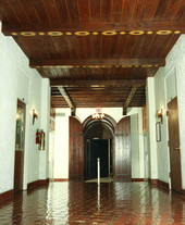 Interior view of the entrance with the doors open at Bay Pines VA Hospital.