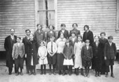 Blountstown school house with students