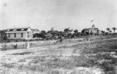 Naples beach from pier with Mr. Walter Haldeman's house at the left.
