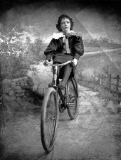 Nonnie Radcliffe on bicycle