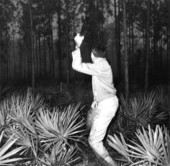 Hale Smith of FSU Anthropology during wild hog hunt with Atlatl.