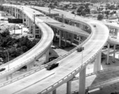 Looking south over the interchange between Interstate 95 and the Downtown Distributor in Miami.