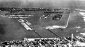 Aerial view of Miami causeway.