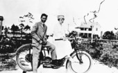 Two people on a motorcycle