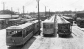 Trolley car yard.