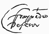Signature of Father Peter de Feria