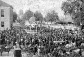 William Jennings Bryan speaking from the gazebo - Ocala, Florida.