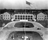 Flag raising ceremony at Corry Field dedication.