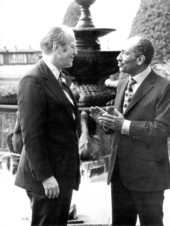 President Ford meeting with Egypt's President Anwar Sadat at the Deerwood Country Club in Jacksonville, Florida.