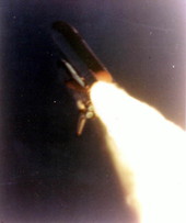 Space Shuttle Challenger seconds before the accident