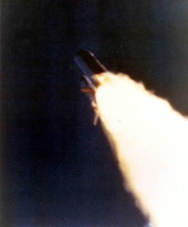Space Shuttle Challenger right before the accident