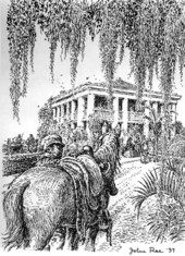 Drawing of the Gamble Plantation Judah P. Benjamin Memorial