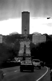 View down Apalachee Parkway at Florida's Capitol building.