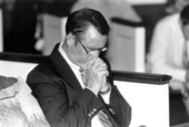 Man praying at a Pentecostal revival : Tallahassee, Florida.