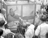 Nancy Tribble as a mermaid during movie promotion - Tampa, Florida