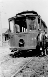 Electric trolley car in Pensacola.