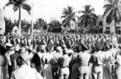 Army Air Force troops marching down Lincoln Road - Miami Beach, Florida