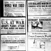 Newspaper headlines about the World Wars