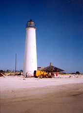 Cape Saint George lighthouse being repaired - Saint George Island, Florida.
