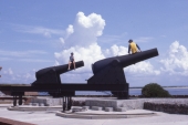 Kids sitting atop cannons at Fort Clinch - Fernandina Beach, Florida