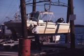 Boat on lift at Horseshoe Beach - Dixie County, Florida