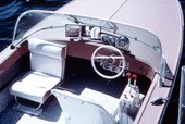 Close up of the cockpit of one of the boats used for the water shows - Winter Haven, Florida