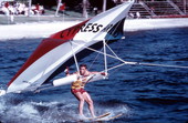 Unidentified kite skier performs - Winter Haven, Florida