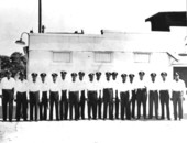 Group portrait of the first black police officers hired by the Miami Police Department - Miami, Florida.