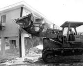 Wildcat Demolition bulldozer at work - Pompano Beach, Florida