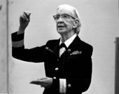 Commodore Grace Hopper during her speech at the Miami-Dade Community College North Campus.