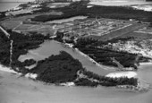 Aerial view of Virginia Key with the Miami-Dade Junior College marine science station - Dade County, Florida