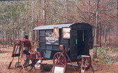 Period photographer Fritz Kirsch with his wagon at the Olustee Battlefield Historic State Park reenactment festival - Baker County, Florida