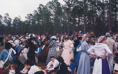 View of crowds dressed in costume during festival for battle renactment at Olustee Battlefield Historic State Park - Baker County, Florida