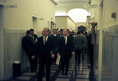 View of crowded hallway in the Florida House - Tallahassee, Florida.