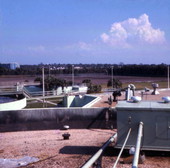 View looking over sewage treatment facility