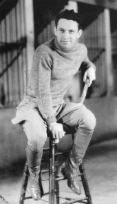 Portrait of Clyde Beatty at his zoo in Ft. Lauderdale.