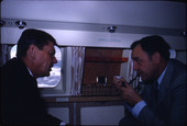 Florida Governor Claude Kirk, right, on a plane with California Governor Ronald Reagan.