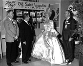June Murphy with men at the Florida Showcase in New York City.