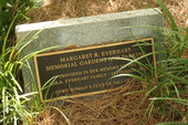 View of plaque for the Margaret R. Everhart Memorial Gardens and Parking on display at the Woman's Club of Tallahassee located at 1513 Cristobal Drive in the Los Robles subdivision.