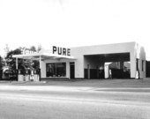 View of the Pure Oil Co. gas station on United States Highway 27 at Second St. in Haines City, Florida.