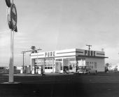 Pure Oil Co. gas station on Tamiami Trail at Easy St. in Charlotte Harbor, Florida.