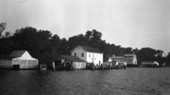 View showing docks on the St. Johns River at Welaka, Florida.