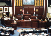 Interior view of the Florida House chamber during a session in Tallahassee, Florida.