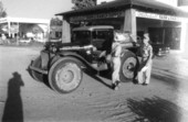 Dutch novelist and playwright Jan de Hartog, left, chatting with Everglades swamp guide George Espenlaub next to his buggy.