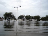 Marina in Apalachicola flooded during Hurricane Dennis.