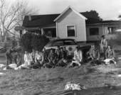 Florida Highway Patrol recruits at the Dixie Sherman Hotel being trained on first aid for injuries - Panama City, Florida.