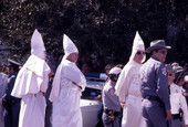 Close-up view showing some KKK members during the rally on South Monroe Street in Tallahassee, Florida.