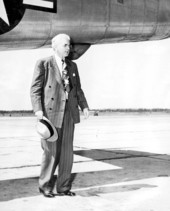 Florida State Senator Spessard Holland leaving an airplane
