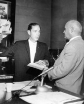 Haydon Burns being sworn in as mayor of Jacksonville.